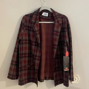 Vintage 90s Red & Brown Plaid Blazer